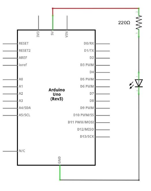 schéma de câblage pour allumer le LED 